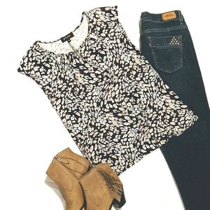 Grayson Cheetah Print Cap Sleeve Top Tank Top Silver Bead Accents sz Med